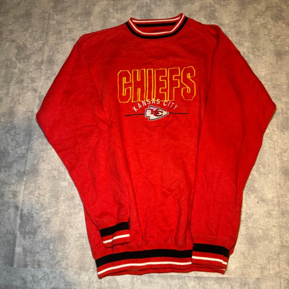 Vintage Kansas City Chiefs Logo 7 Sweatshirt Red NFL Game Day XL 18-20
